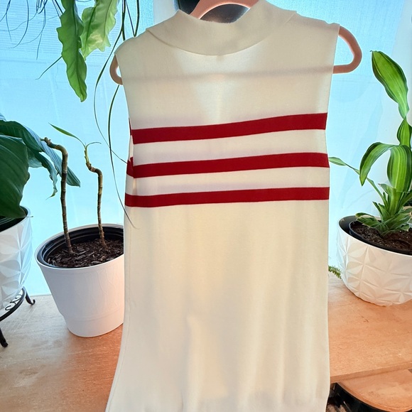 Softly Posh Ivory Striped Sweater Knit Collared Mini Shift Dress - Picture 4 of 7